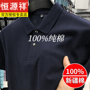 恒源祥2025新款重磅純棉polo衫男短袖t恤100%棉翻領(lǐng)商務(wù)休閑男裝高級(jí)感 82380藏青(短袖) M 建議100-120斤
