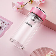 希諾雙層玻璃杯家用辦公水杯女高顏值過(guò)濾泡茶杯子X(jué)N-9330粉色 200mL