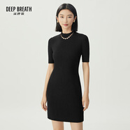 深呼吸DEEP BREATH女裝煙管領(lǐng)坑條針織修身連衣小黑裙A500262 A500261 黑-常規 S (2碼)