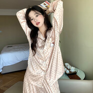 俞兆林圓點(diǎn)富婆小貓冰絲睡衣女春夏新品長(cháng)袖甜美少女網(wǎng)紅風(fēng)家居服宿舍