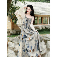 維菲樂(lè )（WEIFEILE）時(shí)尚套裝女連衣裙2025春夏新款寬松顯瘦百搭吊帶女海邊度假套裝裙 襯衫-單襯衫 2XL  130-145斤