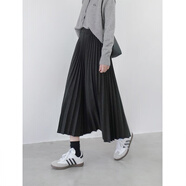 小野七天毛呢半身裙百褶裙春秋冬中長(cháng)款風(fēng)琴a字裙顯瘦傘裙松緊腰氣質(zhì)通勤 灰色 均碼 裙長(cháng)78 腰圍60-100
