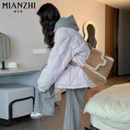 棉致美式復古加厚菱格保暖棉服女新款冬季棉衣外套女面包服羽棉襖絨服 335紫色【高品質(zhì)50】 M 110-130斤