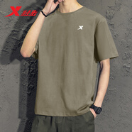 特步（XTEP）運動T恤短袖男夏季新款冰絲速干透氣圓領(lǐng)短T恤舒適上衣男 天灰色-100%聚酯纖維 XL