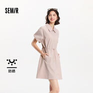 森馬（Semir）連衣裙女翻領(lǐng)燈籠袖休閑風(fēng)2025夏季防曬收腰短裙戶外109325114027