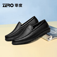 零度Zero2025春季新款商務(wù)休閑男鞋真皮舒適一腳蹬駕車鞋品牌爸爸鞋 黑色 【粒面羊皮】 42 (260mm)