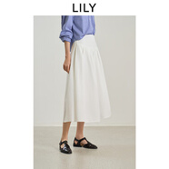 LILY2025夏新款簡(jiǎn)約易打理百搭通勤薄款白色百褶裙半身裙女中長(zhǎng)裙 601白色 L