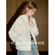 庫恩瑪維（KUHNMARVIN）日系簡(jiǎn)約拼接外套女2025年早春新款青春休閑短款連帽上衣K36583 米色 S