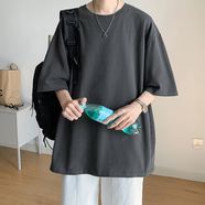 頂峰保羅（Dingfengbaoluo）日系純色純棉短袖t恤男士夏季基礎(chǔ)款寬松打底內(nèi)搭DF230灰XL