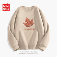名創(chuàng)優(yōu)品（MINISO）衛(wèi)衣男春秋季圓領(lǐng)時(shí)尚百搭國潮衣服寬松長袖衫肥胖子男士復(fù)古外套 [330g重磅]卡其(回憶楓中標(biāo)) M 170(體重100-120斤左右)