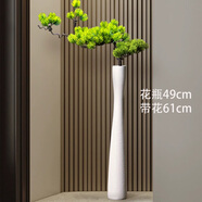 北歐風(fēng)電視柜擺件兩邊落地花瓶高級感客廳入戶(hù)玄關(guān)細長(cháng)柜裝飾花器 拉絲花瓶大號帶仿真迎客松(帶迎