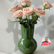 木丁丁復(fù)古綠色玻璃藝術(shù)花瓶簡約風(fēng)高級感水培客廳擺件裝飾花器生日禮物