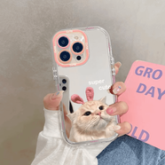 天啟世紀奶油鏡面情侶貓咪適用蘋(píng)果15手機殼iphone14/1312mini創(chuàng  )意11promax女xr個(gè)性xsmax高級感7/8plus防 奶油鏡面殼【粉色-粉夾貓咪】 iPhone 6s
