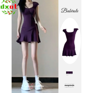 DXOT今年流行的包臀短裙子夏裝新款女裝收腰修身清冷感減齡T恤連衣裙 紫色【優(yōu)質(zhì)款】 S 建議 95斤左右