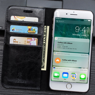 埠帝新款適用iPhone11掀翻蓋式手機殼12蘋(píng)果16promax皮套13mini錢(qián)包14保護套XS折疊xr帶蓋子7plus皮夾8 黑色豪華版【贈送全屏膜】iPhone 16