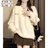 半繪甜美V領(lǐng)軟糯毛衣女秋冬2025新款寬松溫柔慵懶風奶fufu針織衫上衣 白色 S 【建議90斤以下穿】