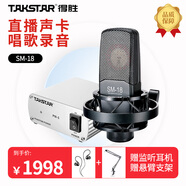 得勝（TAKSTAR） SM-18電容麥克風(fēng) 專業(yè)錄音棚 大振膜音頭手機(jī)電腦通用直播K歌專業(yè)錄音話筒 SM-18幻象電源套餐