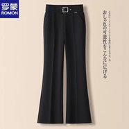 羅蒙（ROMON）大碼胖m妹300斤西裝微喇褲女秋季新款休閑長(zhǎng)褲垂感顯瘦高腰喇叭褲 黑色 (款) 4XL 【145-170斤】