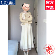 莫代爾時(shí)尚名媛毛呢短款連衣裙2025春秋新款蝴蝶結連衣裙法式百搭長(cháng)裙 奶黃色上衣+連衣裙 （兩件裝） S