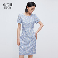 水云間鏤空蕾絲繡花連衣裙女裝藍(lán)色收腰裙子時(shí)尚氣質(zhì)2025夏季新款 牛仔藍(lán) M