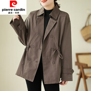 皮爾卡丹（pierre cardin）品質(zhì)韓版氣質(zhì)休閑短外套女春秋大碼寬松收腰顯瘦洋氣百搭風(fēng)衣 摩卡色 M 建議115斤以下