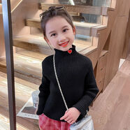 Baldauren小女孩冬天加厚套裝裙女小童秋冬裝加絨寶寶衣服中小童可愛(ài)連衣裙 黑色毛衣 常規 100 建議身高85-95cm  2-3周歲