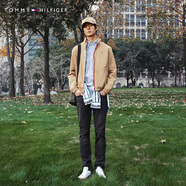TOMMY HILFIGER男裝復(fù)古通勤潮流休閑做舊微彈水洗合身直筒版牛仔褲 黑灰色1B3 29