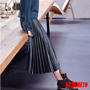 萱眸絲絨百褶裙春秋半身裙中長(cháng)款顯瘦a字長(cháng)裙秋冬女潮 深灰 L 110-120斤