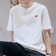 耐克（NIKE）純棉短袖男跑步透氣運(yùn)動T恤新款休閑上衣小標(biāo)五分袖官方旗艦 白色/AR4999-100 純棉透氣 XL 150-180斤