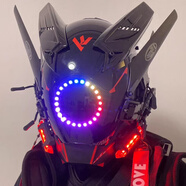 糜嵐（MieLanat）賽博朋克面具cos發(fā)光頭盔成人面罩霸氣機甲高靈達炫酷惡魔鋼鐵俠 充電多色翼+側燈+頭套