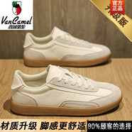 西域駱駝阿甘男鞋春季2025新款真皮復(fù)古皮鞋軟底開(kāi)車(chē)休閑板鞋運(yùn)動(dòng)德訓(xùn)百搭 米白【升級(jí)款】-駱駝官方品牌官 39