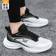 361°男鞋運動(dòng)鞋男秋季透氣網(wǎng)面跑步鞋2025新款輕便軟底慢跑鞋休閑鞋子 曜石黑/羽毛白 44