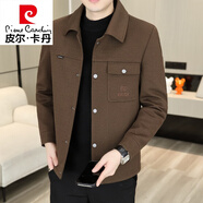 皮爾卡丹（pierre cardin）春季外套男士夾克翻領(lǐng)休閑上衣服潮流2025春裝高端簡約男款茄克衫 咖色JK828 XL (125-135斤)