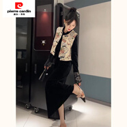 皮爾卡丹（pierre cardin）新中式老錢(qián)風(fēng)女裝2025春季新款今年流行小香風(fēng)馬甲絲絨連衣裙套裝 馬甲+連衣裙【兩件套】 2XL 建議130斤-145斤