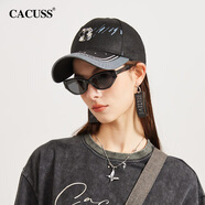 CACUSS【星耀】棒球帽子女高級感鉆飾鴨舌帽男大頭圍顯臉小四季硬頂潮流 黑色 均碼 57-59cm