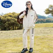 迪士尼（Disney）女童春裝套裝2025新款洋氣時(shí)髦棒球服兒童休閑運動(dòng)衛褲兩件套春天 圖片色 150 cm