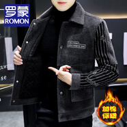 羅蒙（ROMON）男士冬季外套2025新款加棉加厚冬款貂絨夾克男裝潮流短款毛呢外套 深灰 L