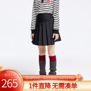 安奈兒（Annil）童裝女童百褶褲裙2024秋新款時(shí)尚黑色學(xué)院風(fēng)抗皺透氣 黑色 150 
