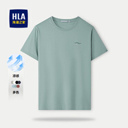 海瀾之家（HLA）短袖T恤男新款涼感透氣舒適簡(jiǎn)約圓領(lǐng)短t恤男基礎(chǔ)打底衫半袖上衣男 中綠U9 (涼感/抑菌/防螨) 4XL 190/108A
