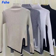 FSHE2025新款針織毛衣女秋冬修身內(nèi)搭長袖打底衫女高領(lǐng)毛衣女洋氣時尚 杏色 S 建議80-95斤穿