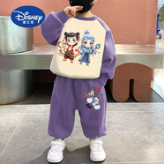 迪士尼（Disney）品牌哪吒敖丙童裝衛(wèi)衣套裝2025春新款兒童衣服中小童男女童長袖 哪咤背靠背+小小沖鴨褲 紫 120 cm 建議身高110-120cm