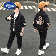 迪士尼（Disney）兒童裝男童春裝套裝2025新款中大童牛仔套裝韓版帥氣時尚兩件套裝 59701金色印記套裝 130 建議125厘米左右