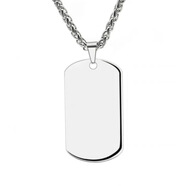 純銀軍牌項鏈男潮牌個(gè)性定制照片情侶吊墜吊牌身份牌刻字項鏈 大號牌/項鏈款