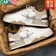 卡帝樂(lè )鱷魚(yú)小眾設計原創(chuàng  )男鞋春季百搭休閑板鞋男生運動(dòng)厚底防滑復古德訓潮鞋 米卡其色 41