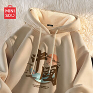 名創(chuàng)優(yōu)品（MINISO）連帽衛(wèi)衣男冬季加厚寬松百搭羊羔絨保暖衣服青年學(xué)生休閑帥氣外套 【重磅羊羔絨】卡其(中國(guó)畫) S 165(體重85-100斤左右)