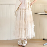 森女部落原創(chuàng  )甜美a字半身裙蕾絲大裙擺蛋糕裙仙女紗裙夏季新款女 半身裙（單件） 單件 M （單件）