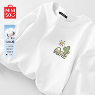 名創(chuàng)優(yōu)品（MINISO）短袖T恤男夏季港風(fēng)潮牌青少年體恤2025新款中學(xué)生夏天純棉打底衫  白色(仙人島胸標(biāo)) XL 180(體重140-160斤左右)