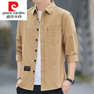 皮爾卡丹（pierre cardin）2025春春秋季新款長(cháng)袖工裝襯衫男士棉質(zhì)襯衣休閑純色外套上衣針織 5007卡其(七分袖) M