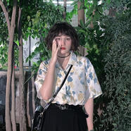 藍(lán)駿啟月半魚2025年夏季上衣短袖女襯衣休閑雪紡衫復(fù)古襯衫 檸檬海鹽 S 建議70-斤