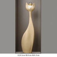 赟婭進(jìn)門(mén)玄關(guān)裝飾創(chuàng  )意招財貓客廳電視柜旁工藝品落地擺件客廳豎高大號 藝術(shù)招財貓高款 米黃(含水晶)